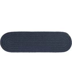 Rhody Solid Poly Navy S012 8 in. X 28 in. Stair Tread Set-of-13 Braided Rug