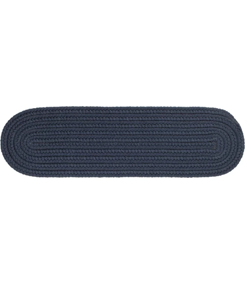 Rhody Solid Poly Navy S012 8 in. X 28 in. Stair Tread Set-of-13 Rug