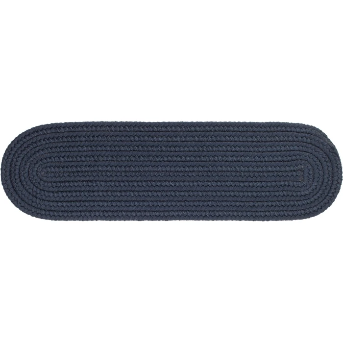 Rhody Solid Poly Navy S012 8 in. X 28 in. Stair Tread Set-of-13 Rug