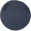 Rhody Solid Poly Navy S012 15 in. X 15 in. Chair Pad Braided Rug