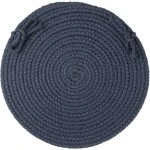 Rhody Solid Poly Navy S012 15 in. X 15 in. Chair Pad Set-of-4 Braided Rug
