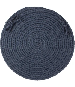 Rhody Solid Poly Navy S012 15 in. X 15 in. Chair Pad Set-of-4 Braided Rug