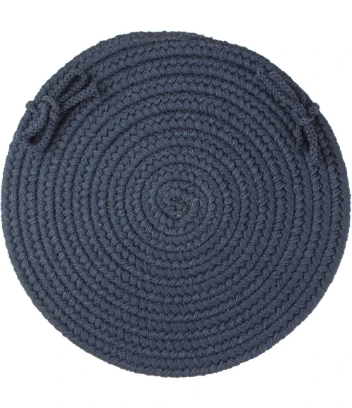Rhody Solid Poly Navy S012 15 in. X 15 in. Chair Pad Set-of-4 Rug