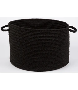 Rhody Solid Poly Black S016 18 in. X 12 in. Basket Braided Rug