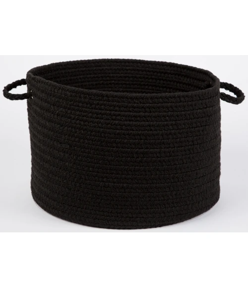 Rhody Solid Poly Black S016 18 in. X 12 in. Basket Rug