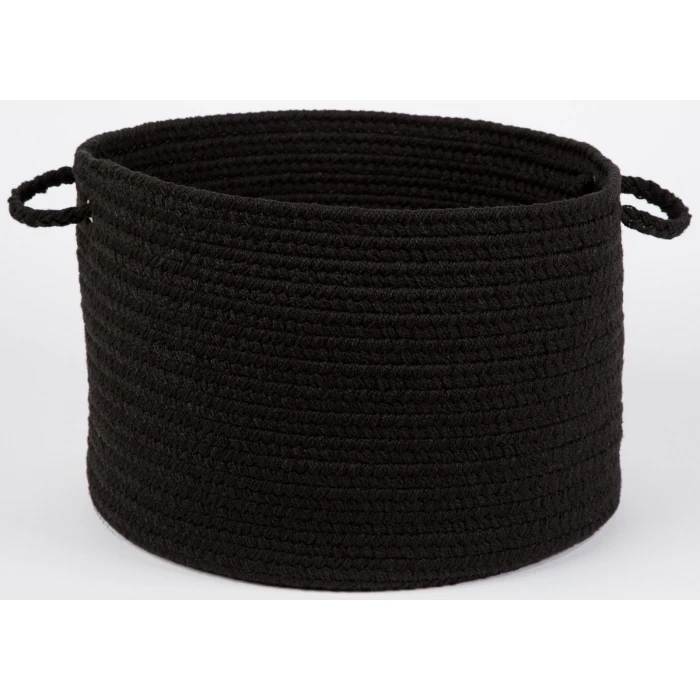 Rhody Solid Poly Black S016 18 in. X 12 in. Basket Rug
