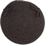 Rhody Solid Poly Black S016 15 in. X 15 in. Chair Pad Set-of-4 Braided Rug