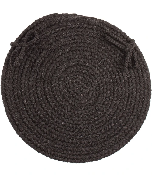 Rhody Solid Poly Black S016 15 in. X 15 in. Chair Pad Rug