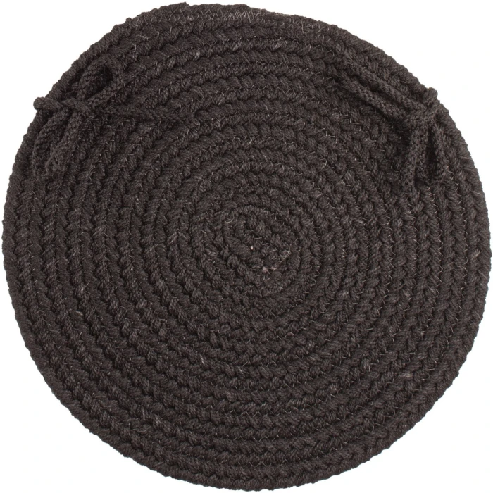 Rhody Solid Poly Black S016 15 in. X 15 in. Chair Pad Set-of-4 Rug