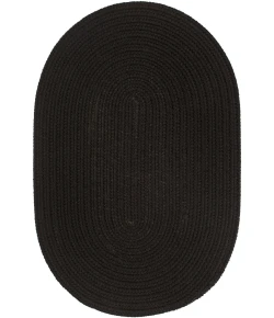 Rhody Solid Poly Black S016 7 ft. X 9 ft. Oval Braided Rug