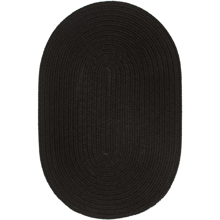 Rhody Solid Poly Black S016 4 ft. X 6 ft. Oval Rug