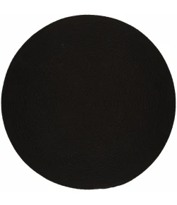 Rhody Solid Poly Black S016 10 ft. X 10 ft. Round Braided Rug