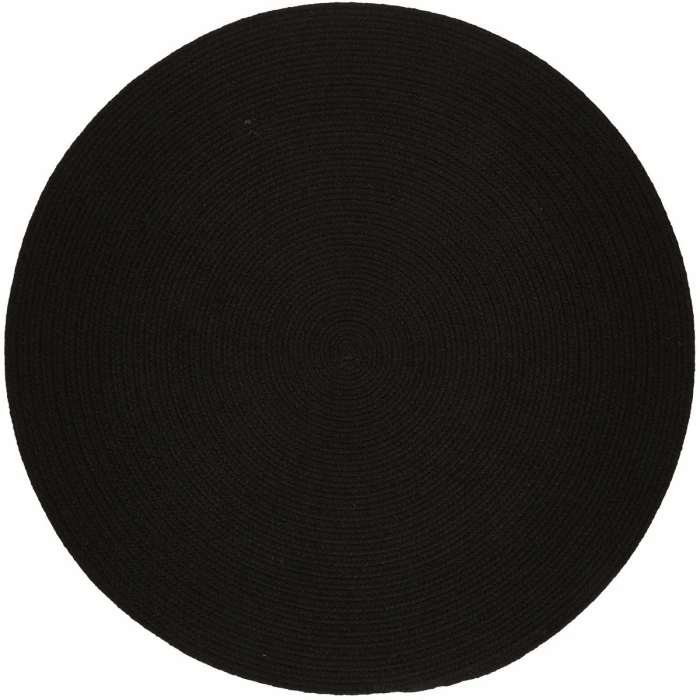 Rhody Solid Poly Black S016 4 ft. X 4 ft. Round Rug