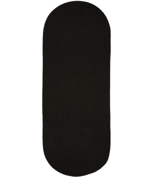 Rhody Solid Poly Black S016 2 ft. X 4 ft. Oval Runner Rug