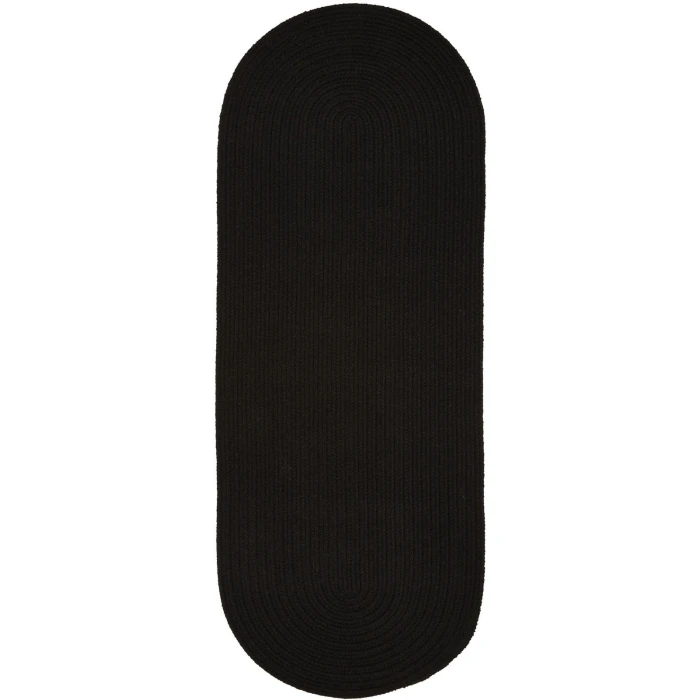 Rhody Solid Poly Black S016 2 ft. X 4 ft. Oval Runner Rug