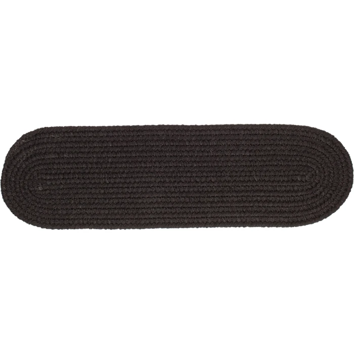 Rhody Solid Poly Black S016 8 in. X 28 in. Stair Tread Rug
