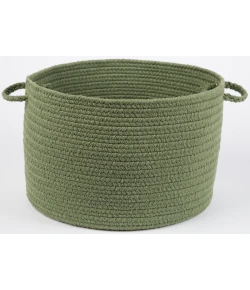 Rhody Solid Poly Olive S017 18 in. X 12 in. Basket Braided Rug