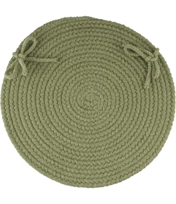 Rhody Solid Poly Olive S017 15 in. X 15 in. Chair Pad Braided Rug