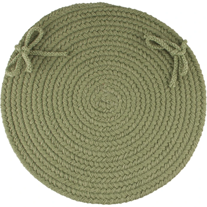 Rhody Solid Poly Olive S017 15 in. X 15 in. Chair Pad Set-of-4 Rug