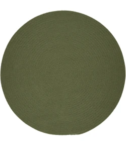 Rhody Solid Poly Olive S017 10 ft. X 10 ft. Round Braided Rug