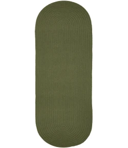 Rhody Solid Poly Olive S017 2 ft. X 8 ft. Oval Runner Braided Rug