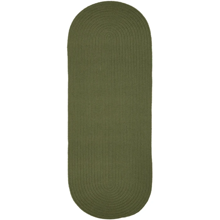 Rhody Solid Poly Olive S017 2 ft. X 8 ft. Oval Runner Rug