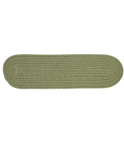 Rhody Solid Poly Olive S017 8 in. X 28 in. Stair Tread Set-of-13 Braided Rug