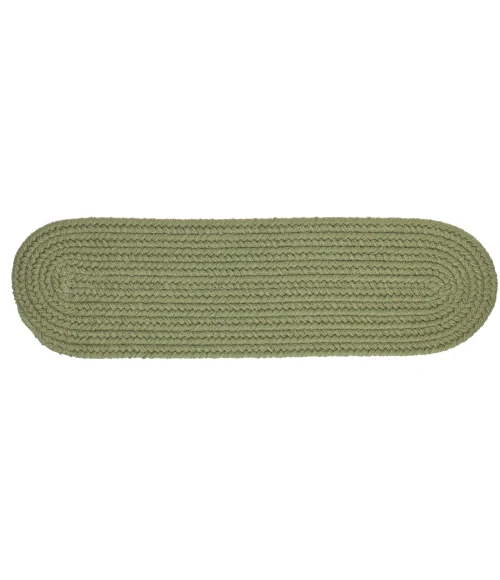Rhody Solid Poly Olive S017 8 in. X 28 in. Stair Tread Set-of-13 Rug