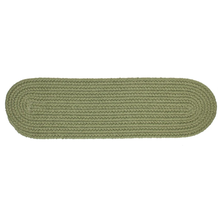 Rhody Solid Poly Olive S017 8 in. X 28 in. Stair Tread Rug