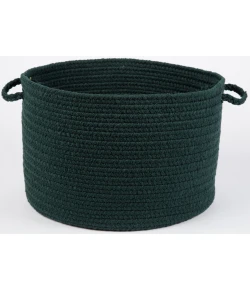 Rhody Solid Poly Spruce Green S018 18 in. X 12 in. Basket Braided Rug