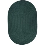 Rhody Solid Poly Spruce Green S018 10 ft. X 13 ft. Oval Braided Rug