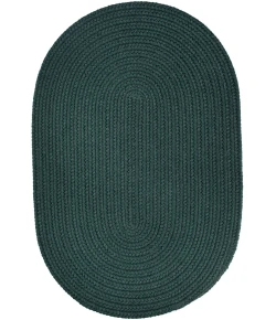 Rhody Solid Poly Spruce Green S018 5 ft. X 8 ft. Oval Braided Rug