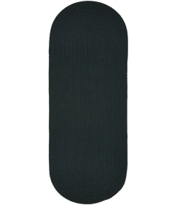 Rhody Solid Poly Spruce Green S018 2 ft. X 6 ft. Oval Runner Braided Rug