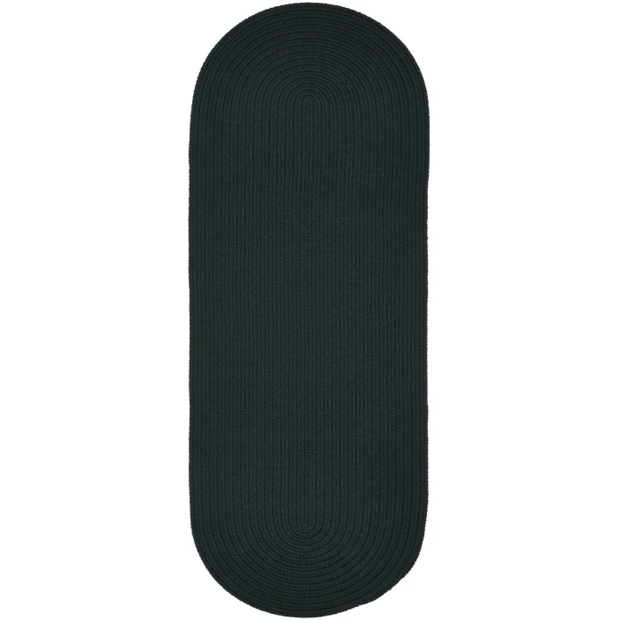 Rhody Solid Poly Spruce Green S018 2 ft. X 6 ft. Oval Runner Rug