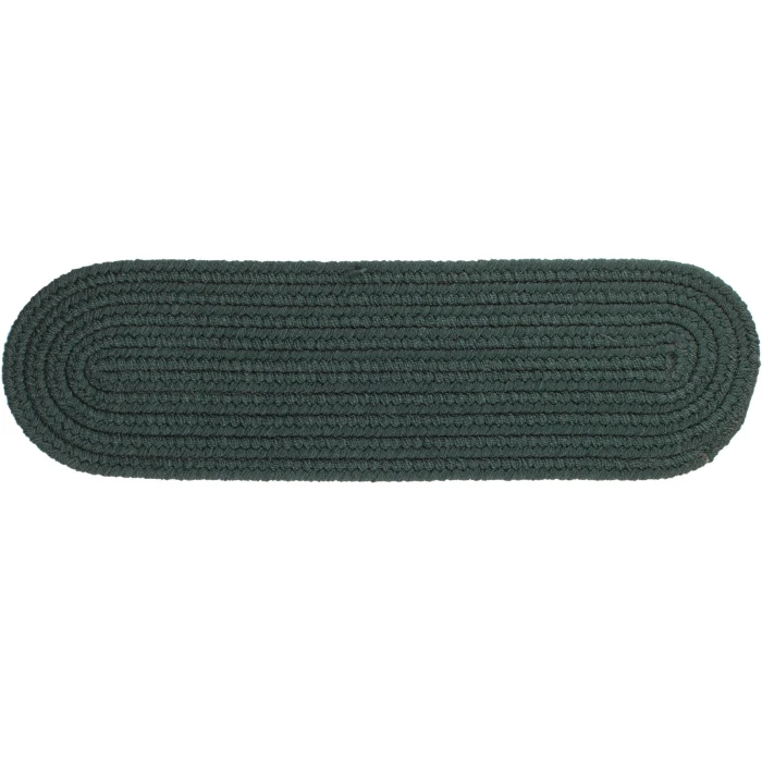 Rhody Solid Poly Spruce Green S018 8 in. X 28 in. Stair Tread Set-of-13 Rug
