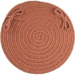 Rhody Solid Poly Almond S019 15 in. X 15 in. Chair Pad Set-of-4 Braided Rug