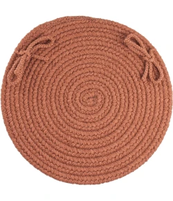 Rhody Solid Poly Almond S019 15 in. X 15 in. Chair Pad Braided Rug