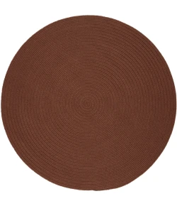 Rhody Solid Poly Almond S019 10 ft. X 10 ft. Round Braided Rug