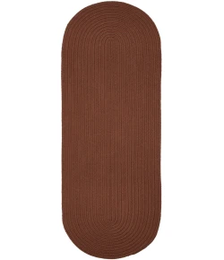 Rhody Solid Poly Almond S019 2 ft. X 8 ft. Oval Runner Braided Rug