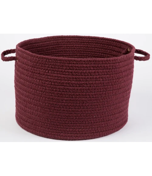 Rhody Solid Poly Burgundy S022 18 in. X 12 in. Basket Rug