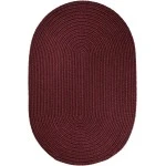 Rhody Solid Poly Burgundy S022 10 ft. X 13 ft. Oval Braided Rug