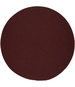 Rhody Solid Poly Burgundy S022 6 ft. X 6 ft. Round Braided Rug