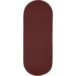 Rhody Solid Poly Burgundy S022 2 ft. X 4 ft. Oval Runner Braided Rug