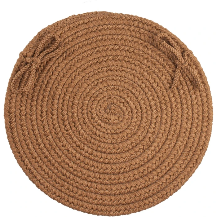 Rhody Solid Poly Lt. Brown S025 15 in. X 15 in. Chair Pad Set-of-4 Rug