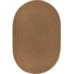 Rhody Solid Poly Lt. Brown S025 10 ft. X 13 ft. Oval Braided Rug