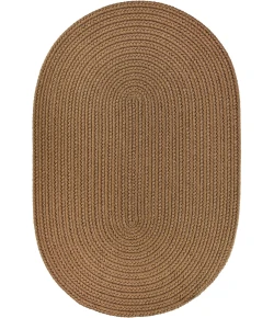 Rhody Solid Poly Lt. Brown S025 3 ft. X 5 ft. Oval Braided Rug