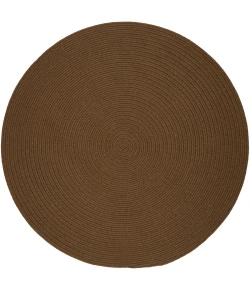 Rhody Solid Poly Lt. Brown S025 10 ft. X 10 ft. Round Braided Rug