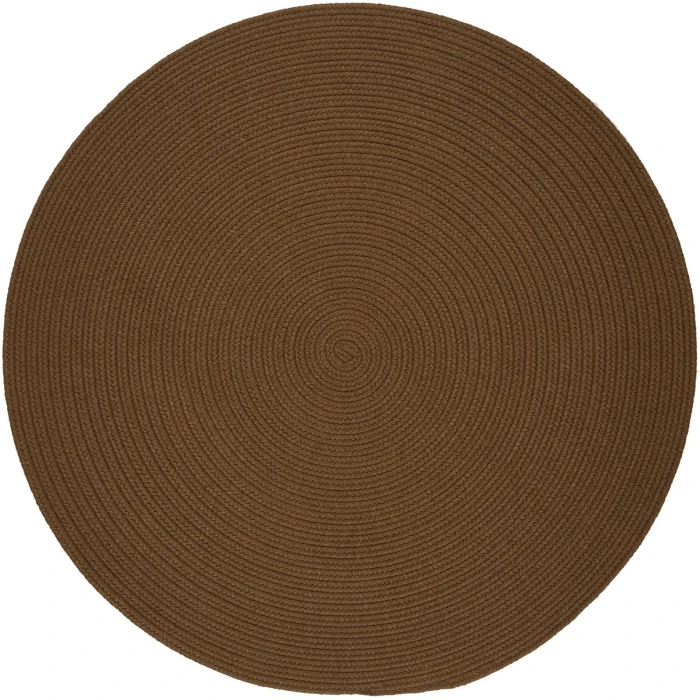 Rhody Solid Poly Lt. Brown S025 4 ft. X 4 ft. Round Rug