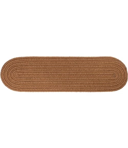Rhody Solid Poly Lt. Brown S025 8 in. X 28 in. Stair Tread Set-of-13 Braided Rug