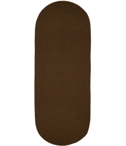 Rhody Solid Poly Lt. Brown S025 2 ft. X 4 ft. Oval Runner Braided Rug